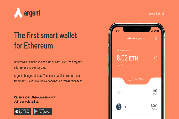 Argent crypto wallet app